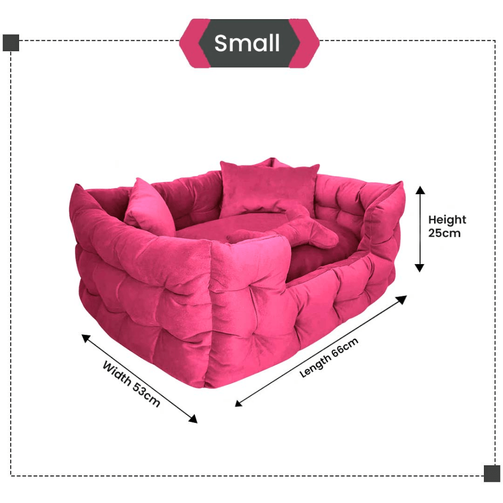 Hiputee Luxurious High Wall Soft Velvet Fabric Washable Bed for Dogs and Cats (Pink)
