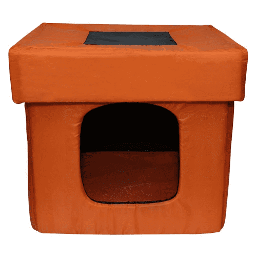 Hiputee Premium Square Box Shape Waterproof Hut Toy for Dogs and Cats (Orange & Black)