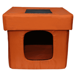 Hiputee Premium Square Box Shape Waterproof Hut Toy for Dogs and Cats (Orange & Black)
