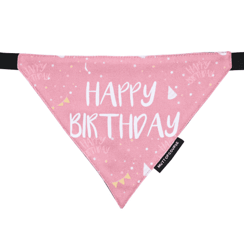 Mutt of Course Happy Birthday Bandana For Dogs - Pink