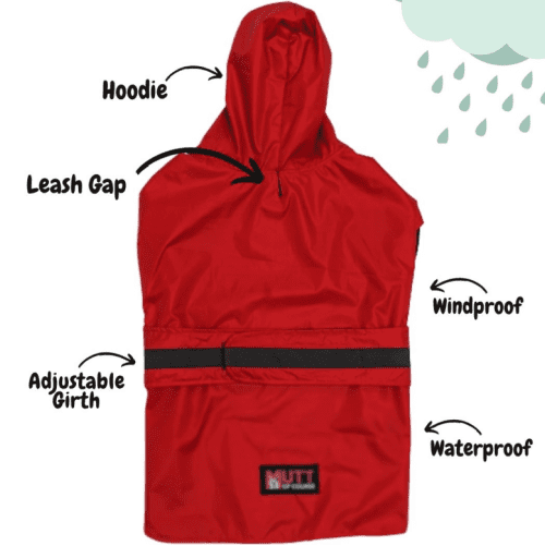 Mutt of Course Red Raincoat For Dogs