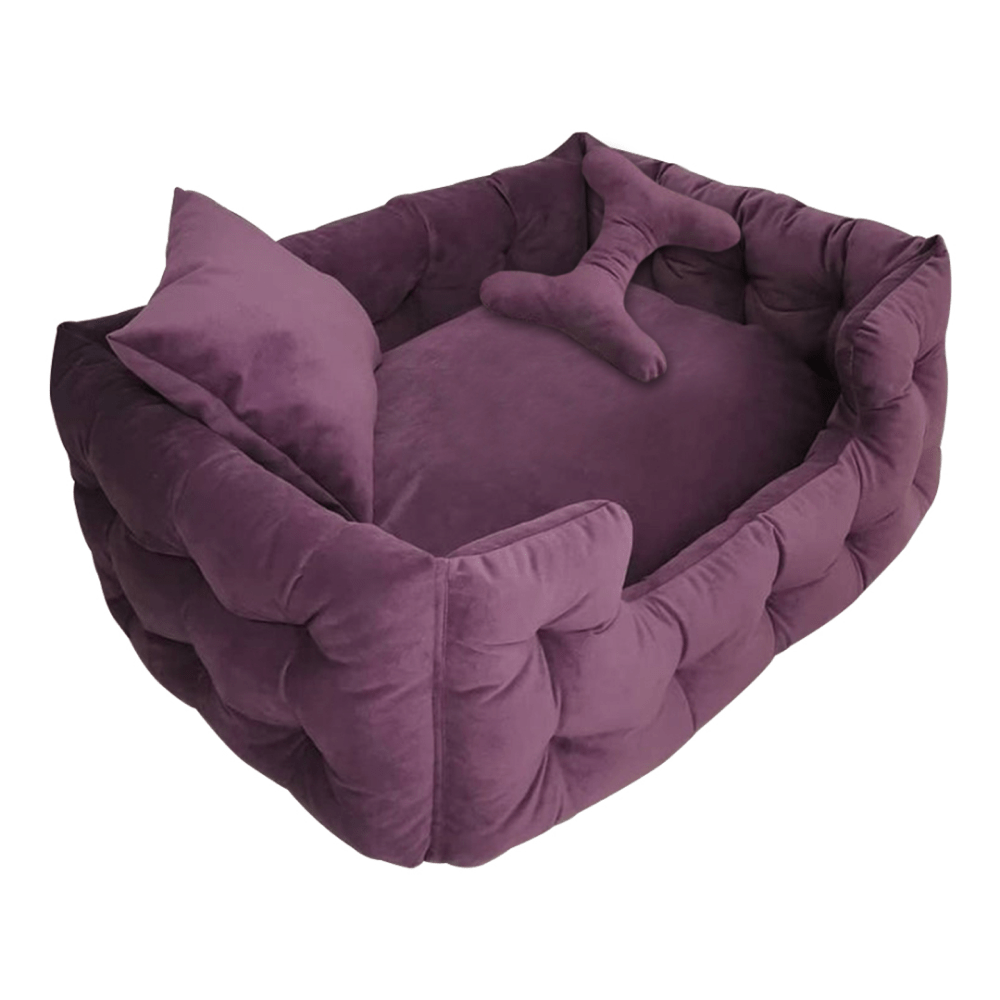 Hiputee Luxurious High Wall Soft Velvet Fabric Washable Bed for Dogs and Cats (Purple)