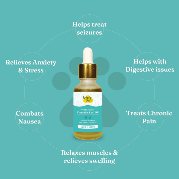 Vedic Tails Mild Cannabis Leaf Oil for Dogs and Cats